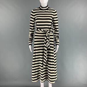 MARC JACOBS Size 2 Black White Wool Nylon Stripe Maxi Dress